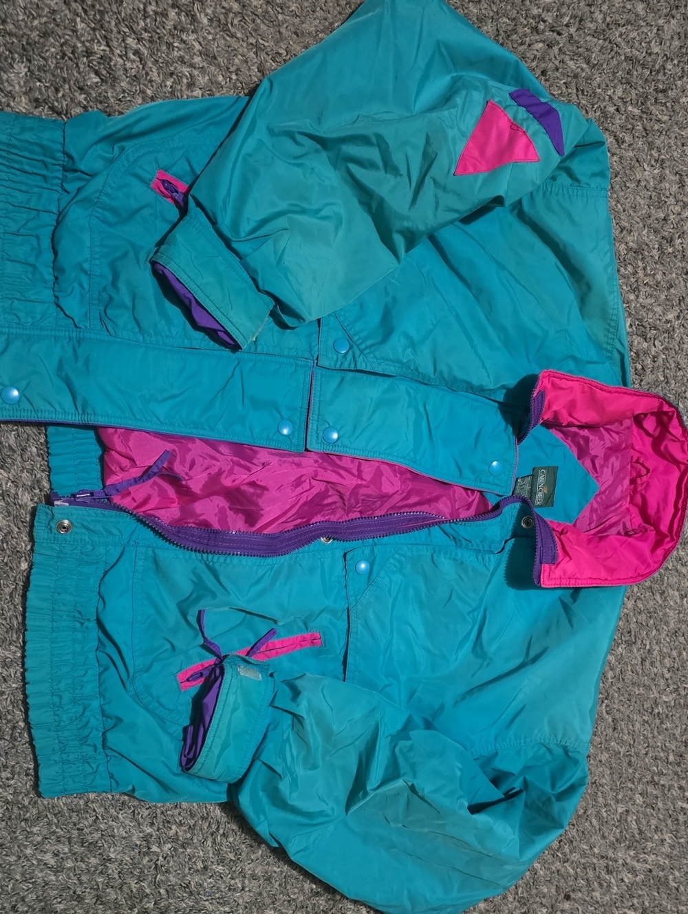 Cabin Creek Teal Lightweight Jacket with Pink & Purple Accents